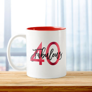Tasse 2 Couleurs Anniversaire rouge chic élégant moderne fabuleux