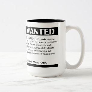 Tasse 2 Couleurs Annonce Recherchée de génie mauvais