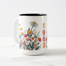 Tasse 2 Couleurs Año de nacimiento de las mujeres de flores silvest