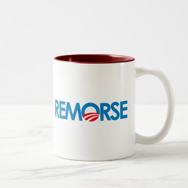 Tasse 2 Couleurs Anti-Obama Bumpersticker - remords (Droit)
