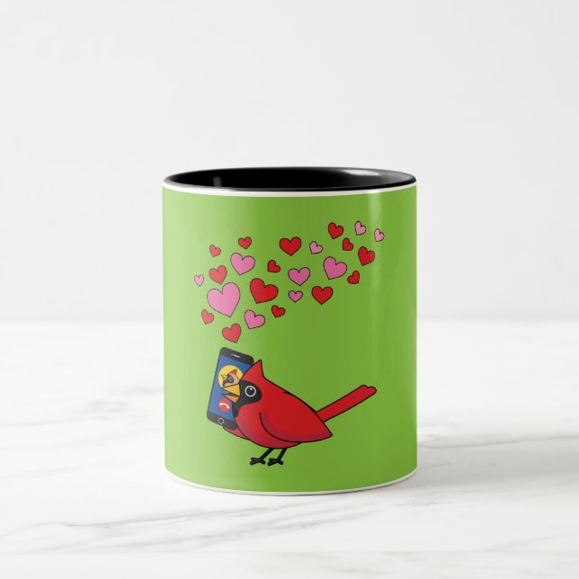 Tasse 2 Couleurs Appels d'accouplement Cardinal Bird Love (Centre)