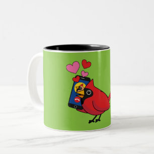 Tasse 2 Couleurs Appels d'accouplement Cardinal Bird Love