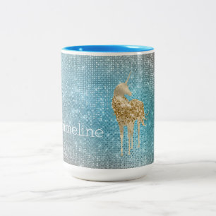 Tasse 2 Couleurs Aqua Gold Unicorn Sparkle