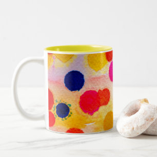 Tasse 2 Couleurs Aquarelle arc-en-ciel pois