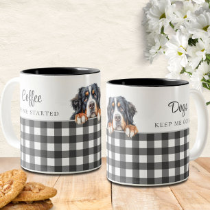 Tasse 2 Couleurs Aquarelle Bernese Mountain Dog noir blanc plaid