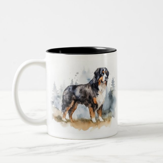 Tasse 2 Couleurs Aquarelle Bernese Mt. Chien (Gauche)