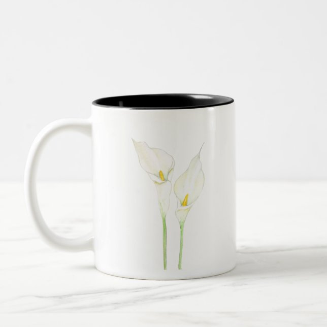 Tasse 2 Couleurs Aquarelle blanche calla (Gauche)