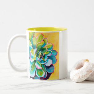 Tasse 2 Couleurs Aquarelle botanique de succulente