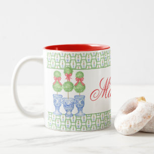Tasse 2 Couleurs Aquarelle Chinoiserie Christmas Bow Topiary