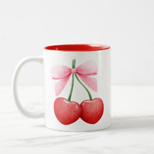 Tasse 2 Couleurs Aquarelle Coquette Cerises