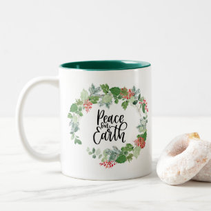 Tasse 2 Couleurs Aquarelle couronne paix sur Terre 