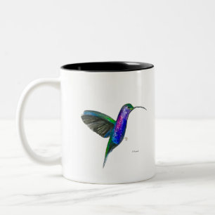 Tasse 2 Couleurs Aquarelle de colibri bleu