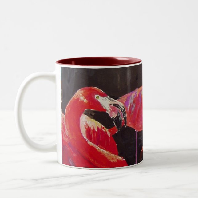 Tasse 2 Couleurs Aquarelle de Flamants roses (Gauche)