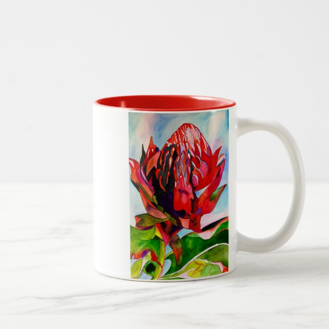 Tasse 2 Couleurs Aquarelle de fleurs indigènes de Waratah (Droit)