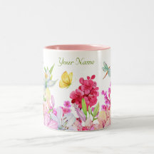 Aquarelle Fleurs Jardin d'oiseaux
