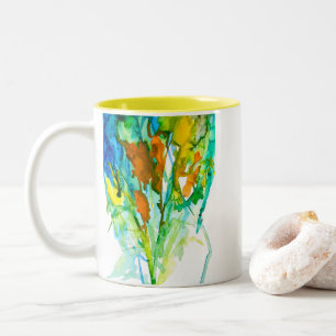 Tasse 2 Couleurs aquarelle florale Abstraite