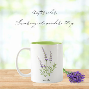 Tasse 2 Couleurs Aquarelle Flower Lavender Herbe
