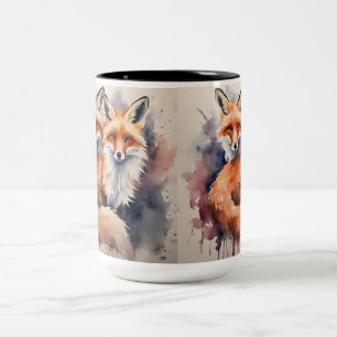 Tasse 2 Couleurs Aquarelle Fox Duo
