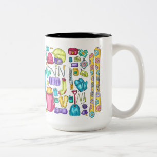 Tasse 2 Couleurs Aquarelle illustrée Ski Pika Gear Spread