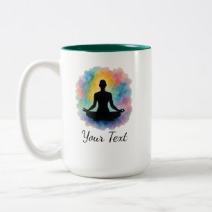 Tasse 2 Couleurs Aquarelle Lotus Pose personnalisée Aura Yoga