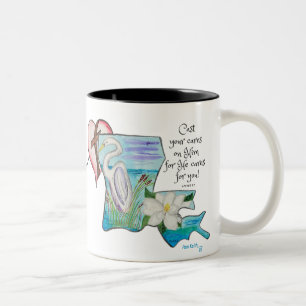 Tasse 2 Couleurs Aquarelle Louisiane Inséparable et Fleur