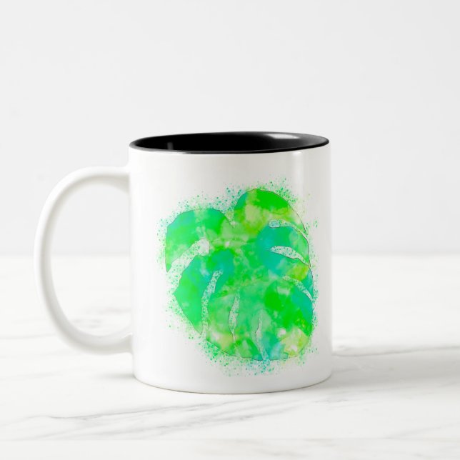 Tasse 2 Couleurs Aquarelle Monstera (Gauche)