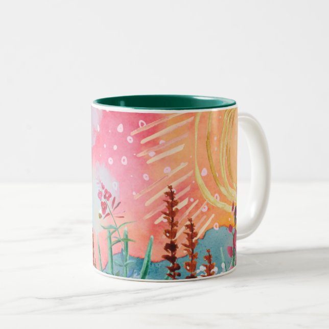 Tasse 2 Couleurs Aquarelle Musique d'été (Devant droit)