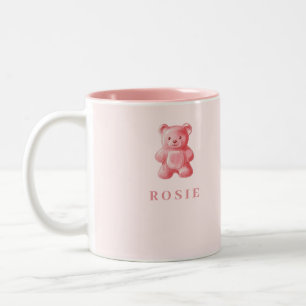 Tasse 2 Couleurs Aquarelle personnalisée Cute rose Gummy Ours
