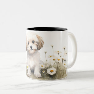 Tasse 2 Couleurs Aquarelle Poodle dans les marais