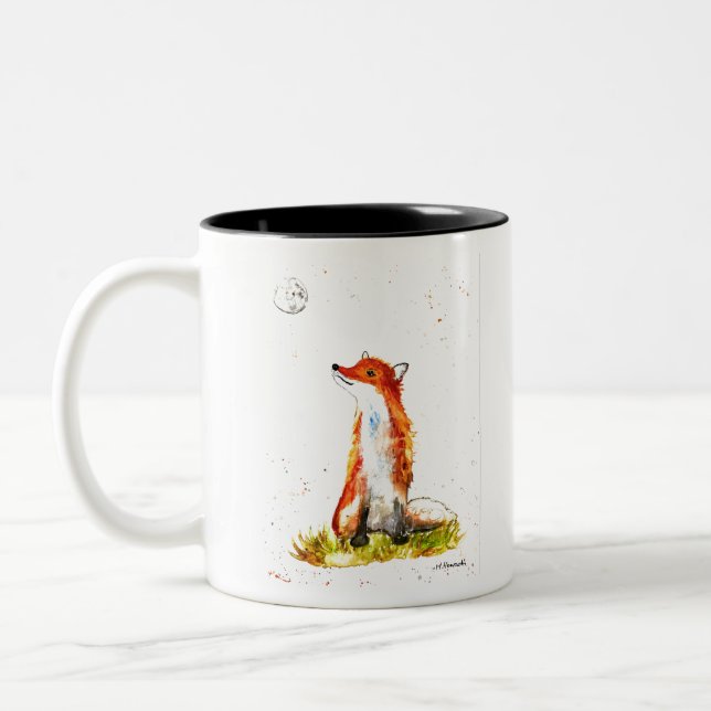 Tasse 2 Couleurs Aquarelle renard forêt boisé animaux rustiques (Gauche)