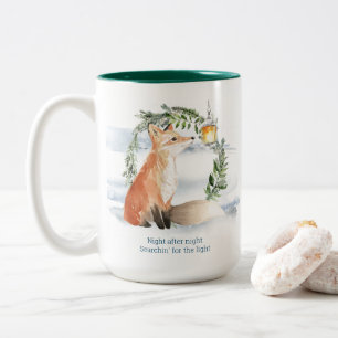 Tasse 2 Couleurs Aquarelle Renard Magique En Hiver Wonderland