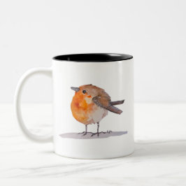 Tasse 2 Couleurs Aquarelle Robin Anglais