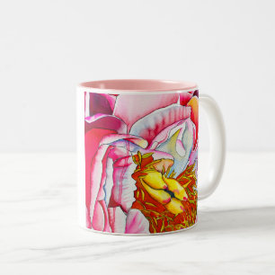 Tasse 2 Couleurs Aquarelle rose Peony