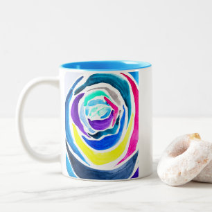 Tasse 2 Couleurs Aquarelle rose pop art bleu