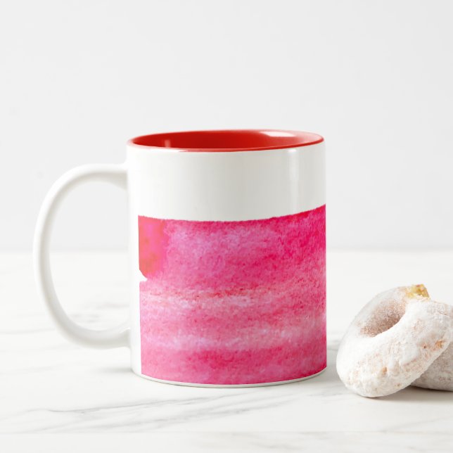 Tasse 2 Couleurs Aquarelle rouge rubis (Avec donut)