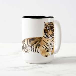 Tasse 2 Couleurs Aquarelle Tiger Repose