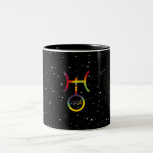 Tasse 2 Couleurs Aquarius Uranus Symbole planétaire Tie Dye étoilé