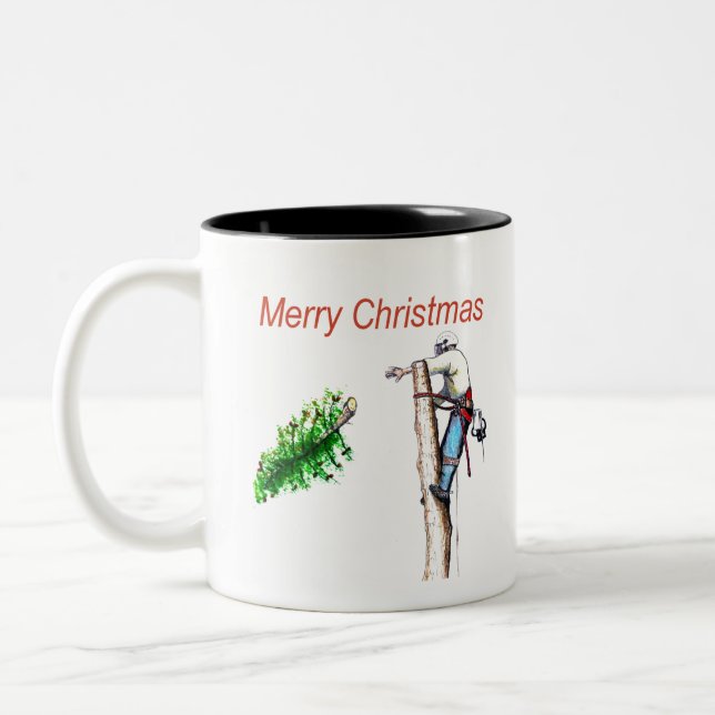 Tasse 2 Couleurs Arborist chainsaw tree surgeon Gift Christmas (Gauche)
