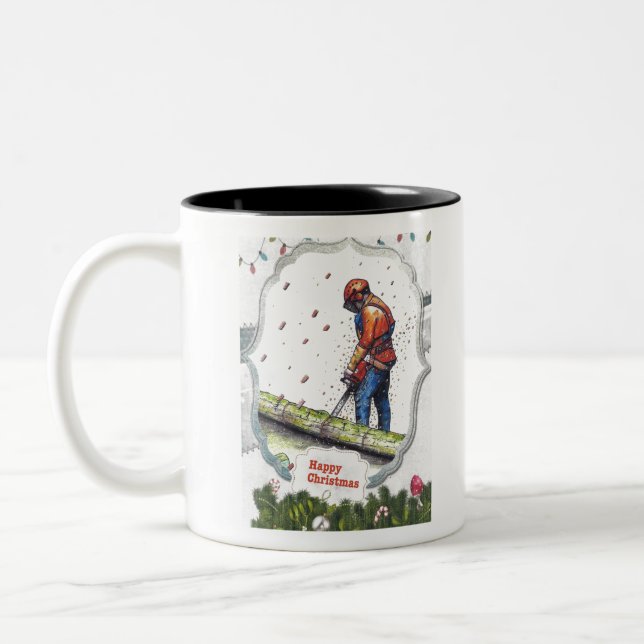 Tasse 2 Couleurs Arborist chainsaw tree surgeon Gift Christmas (Gauche)