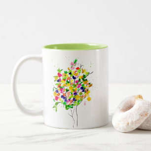 Tasse 2 Couleurs Arbre abstrait couleur aquarelle