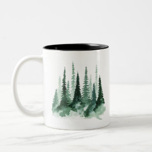 Tasse 2 Couleurs arbre aquarelle peinture pinède