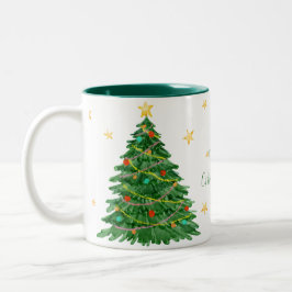 Tasse 2 Couleurs Arbre d'aquarelle Joyeuse Musique de Noël