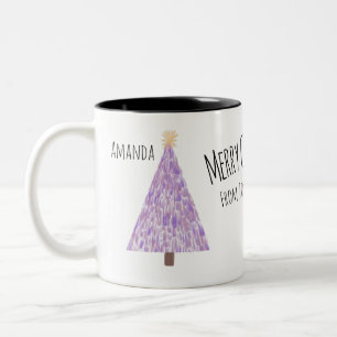Tasse 2 Couleurs Arbre de Noël violet moderne