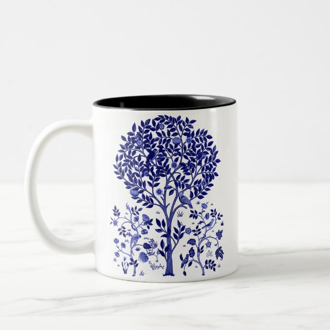 Tasse 2 Couleurs Arbre de vie avec oiseaux et fleurs (Gauche)