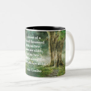 Tasse 2 Couleurs Arbre Nature Abstrait Aquarelle Citation Personnal