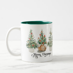 Tasse 2 Couleurs Arbres de Noël Élégants Fêtes
