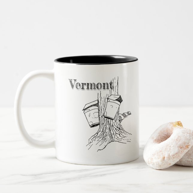 Tasse 2 Couleurs Arbres d'érable du Vermont (Avec donut)