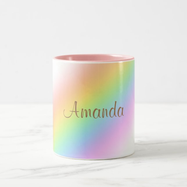Tasse 2 Couleurs Arc-en-ciel personnalisé (Centre)