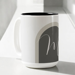 Tasse 2 Couleurs Arche Boho élégant avec Monogramme de script