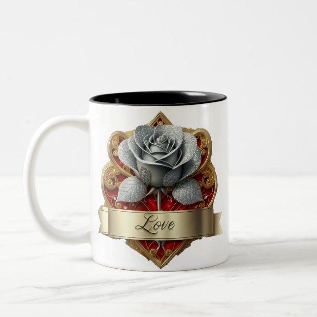 Tasse 2 Couleurs Argent Et Rose Rouge (Gauche)